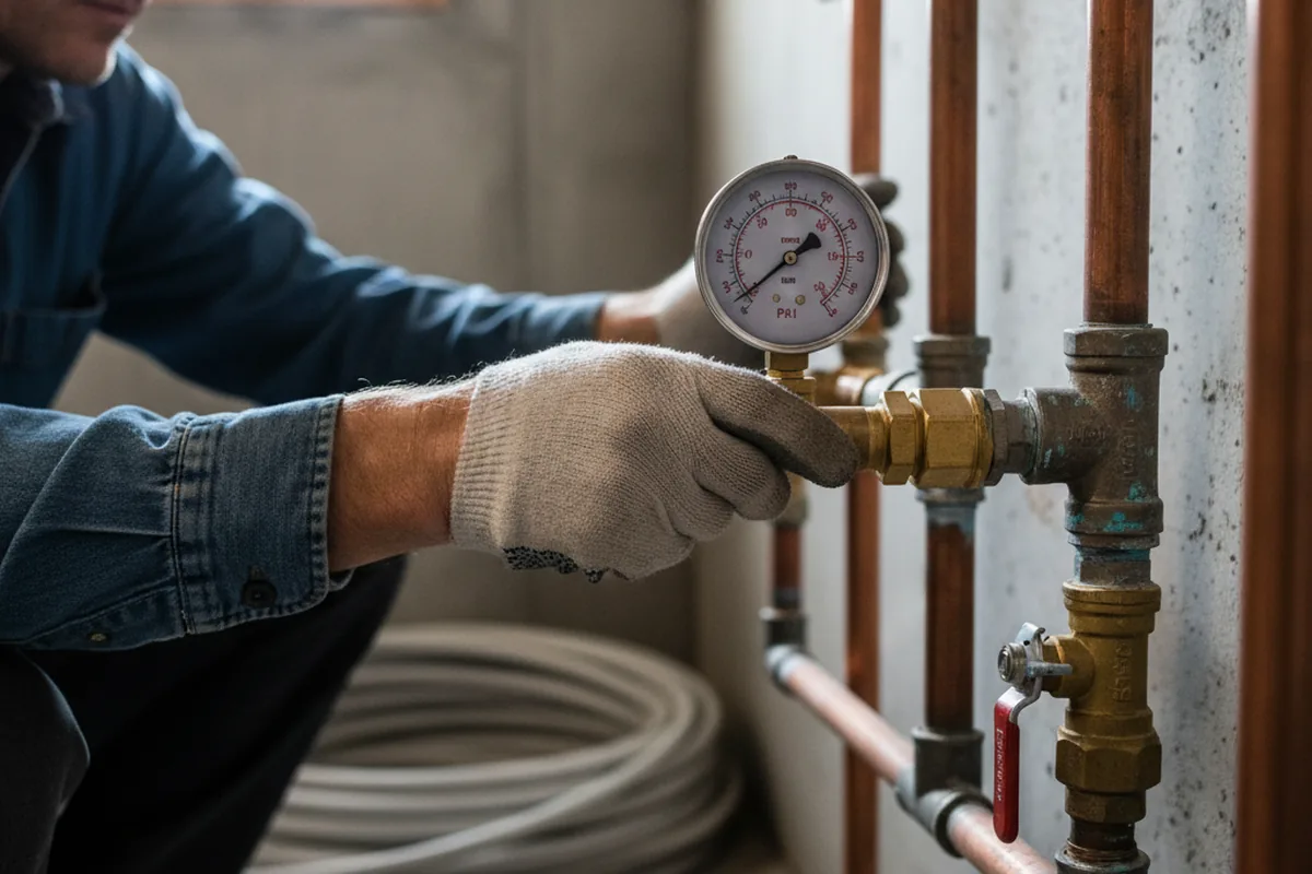 Pressure testing a repaired line during Water Line Repair in Gardner
